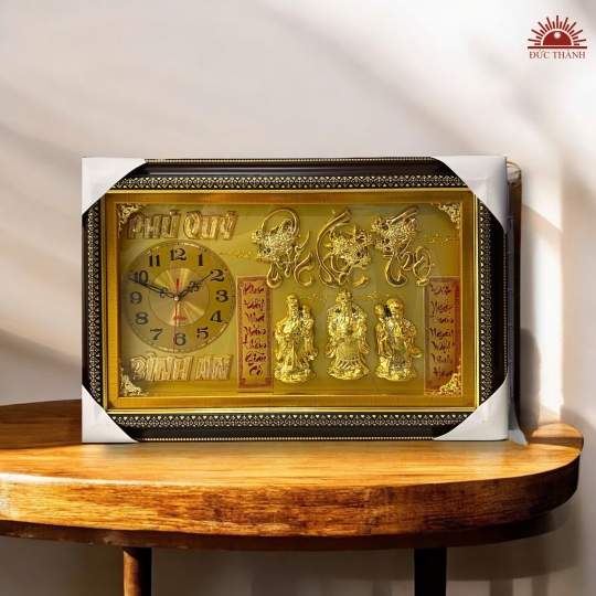 Đồng Hồ Treo Tường 39x59 cm - D4 - Phúc Lộc Thọ - Vàng