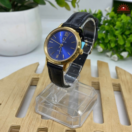 Đồng Hồ Cặp Omega - Mặt Xanh Niềng Vàng - A003L