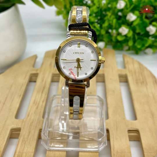 Đồng Hồ Nữ Citizen - Mặt Trắng Niềng Vàng - 7115L
