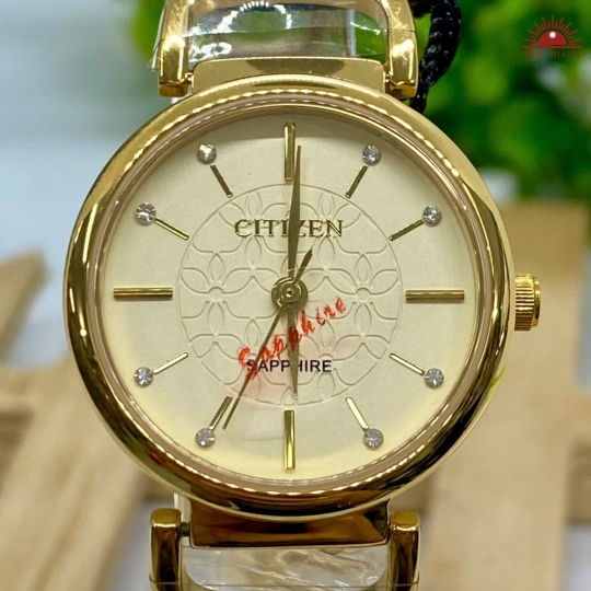 Đồng Hồ Nữ Citizen - Mặt Vàng Niềng Vàng - 7160L