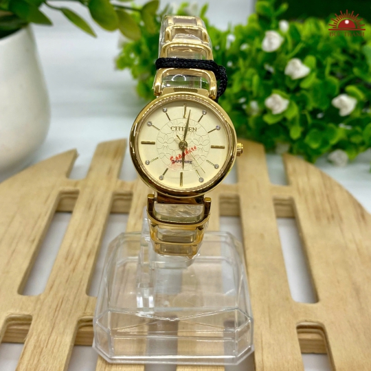 Đồng Hồ Nữ Citizen - Mặt Vàng Niềng Vàng - 7160L