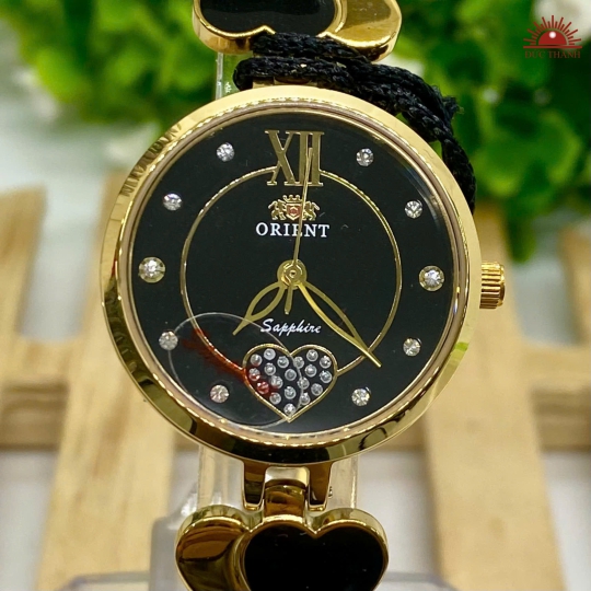 Đồng Hồ Nữ Orient - Mặt Đen Niềng Vàng - O7168