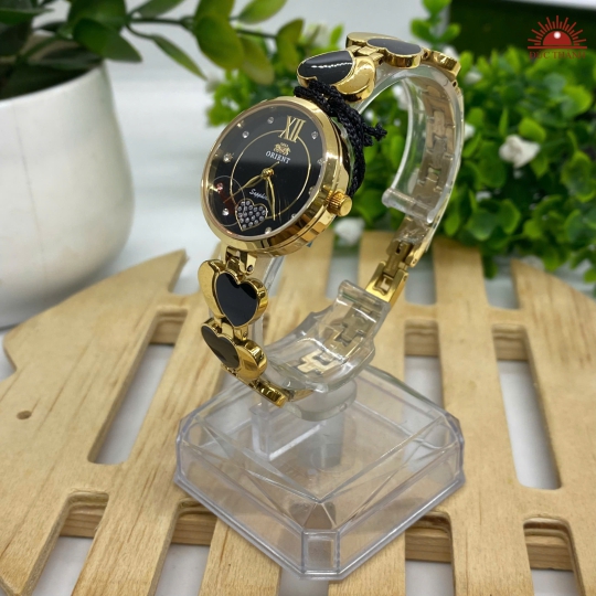 Đồng Hồ Nữ Orient - Mặt Đen Niềng Vàng - O7168