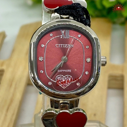 Đồng Hồ Nữ Citizen - Mặt Đỏ Niềng Trắng - C7169