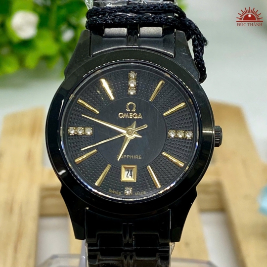 Đồng Hồ Nữ Omega- Mặt Đen Niềng Đen - 802L