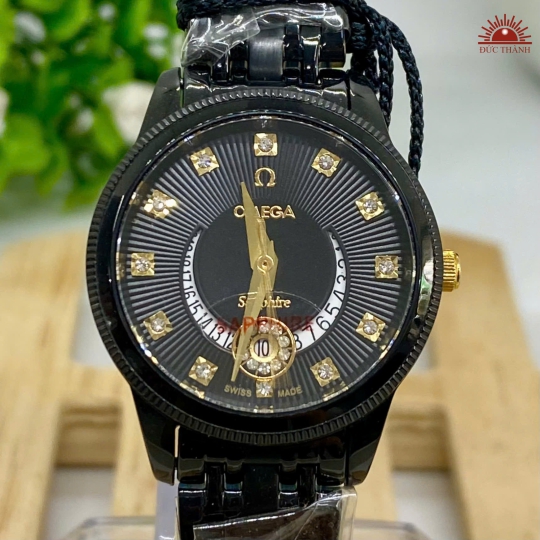 Đồng Hồ Nữ  Omega - Mặt Đen Niềng Đen - 804L
