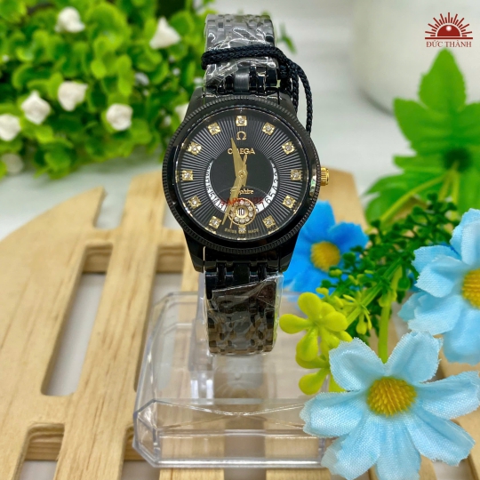 Đồng Hồ Nữ  Omega - Mặt Đen Niềng Đen - 804L
