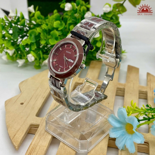 Đồng Hồ Nữ Rado- Mặt Nâu Đỏ Niềng Trắng - 681L