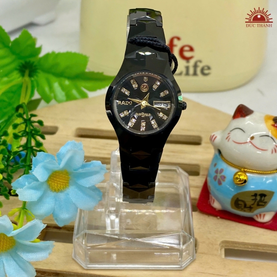 Đồng Hồ Nữ Đá Đúc Rado- Mặt Đen 6604GHM
