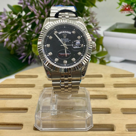 Đồng Hồ Nam Rolex - Mặt Đen Niềng Trắng - 16233