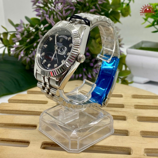Đồng Hồ Nam Rolex - Mặt Đen Niềng Trắng - 16233