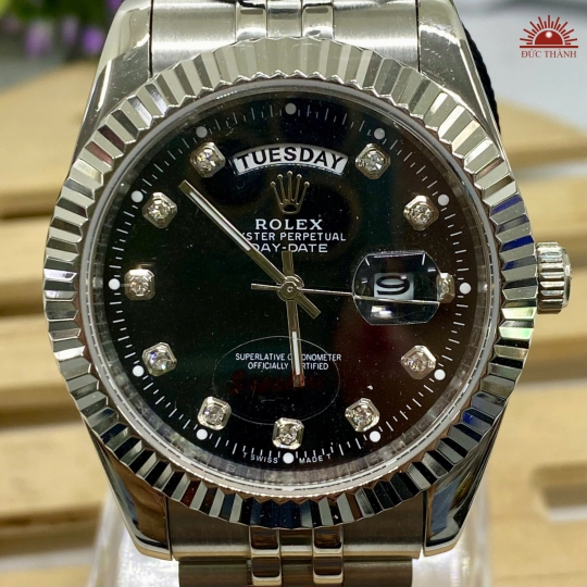 Đồng Hồ Nam Rolex - Mặt Đen Niềng Trắng - 16233