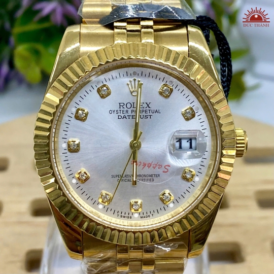 Đồng Hồ Nam Rolex - Mặt Trắng Niềng Vàng Vỏ Vàng - 16233