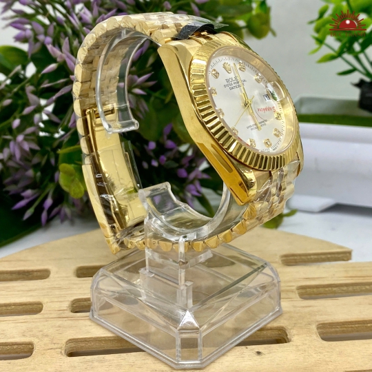 Đồng Hồ Nam Rolex - Mặt Trắng Niềng Vàng Vỏ Vàng - 16233