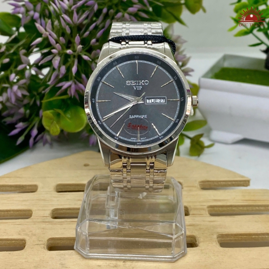 Đồng Hồ Nam Seiko - Mặt Đen Niềng Trắng - SK2084