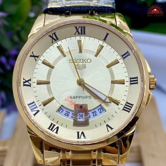Đồng Hồ Nam Seiko- Mặt Vàng Niềng Vàng - SE970527